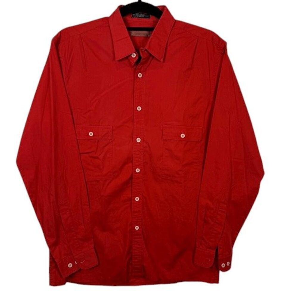 Henry Grethel Equipment Button Down Shirt Double Pocket Rusty Red Medium